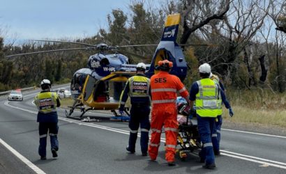 CareFlight crew moving a patient to the H145 helicopter