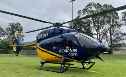 Closeup of a H145 on a grassy field