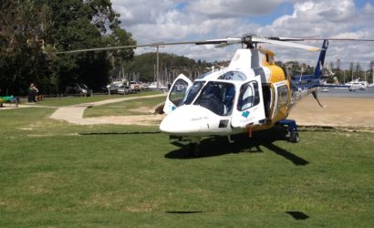 CareFlight helicopter landed at Clontarf Beach