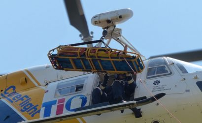 Patient being winched with our AW139 helicopter